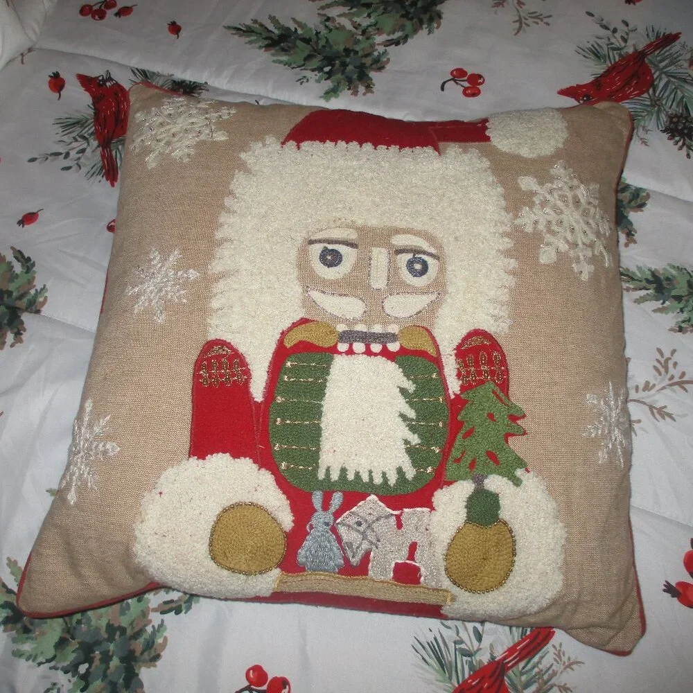 Pottery Barn Christmas Nutcracker Pillow Cover + Feather Insert